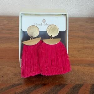 House of Harlow 1960 Hot Pink Tassle Dangle Earrings